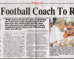 JHS Football Coach To Retire. November 14, 2003.