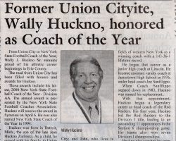 Former Union Cityite, Wally Huckno, honored as Coach of the Year. April 1, 2001.