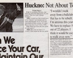 Q&amp;A Wally Huckno (page 2). Gridiron '96 High School Preview. September 5, 1996.