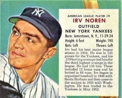 Irv Noren 1955 Red Man baseball trading card. Irv Noren 1955 Red Man baseball trading card.