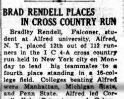 Brad Rendell Places In Cross Country Run. November 24, 1939.
