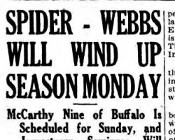 Spider-Webbs Will Wind Up Season Monday.  August 20, 1928.