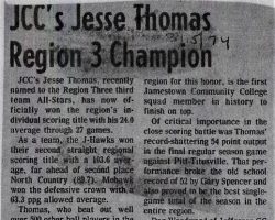 JCC's Jesse Thomas Region 3 Champion. March 15, 1974. JCC's Jesse Thomas Region 3 Champion. March 15, 1974.