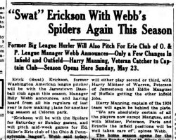"Swat" Erickson With Webb's Spiders Again This Season. April 24, 1926.