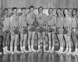 Bob Winterburn is number 16. Jack Fulford is number 13. Jamestown High School Basketball, 1954 - 1955. Jamestown High School Basketball, 1954 - 1955.