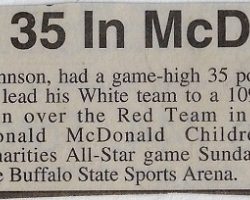 Johnson Nets 35 In McDonald's Game. <em>Post-Journal</em> (Jamestown), March 27, 1994. Johnson Nets 35 In McDonald's Game. March 27, 1994.