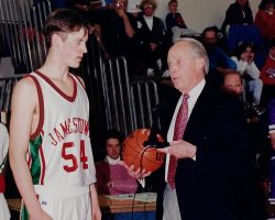 Justin Johnson and JHS principal Jim McElrath. December 1993. Justin Johnson and JHS principal Jim McElrath.