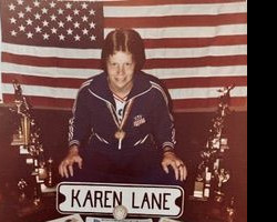 Karen Tellinghuisen with awards. 1977.