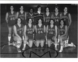 St. Mary’s School for the Deaf basketball team. Karen Tellinghuisen is #24 in center of front row.