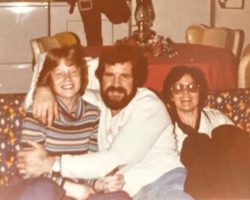 Karen Tellinghuisen with Bill and Mickey Bergey. 1977.