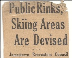 Public Rinks, Skiing Areas Are Devised. Newspaper article. Public Rinks, Skiing Areas Are Devised.