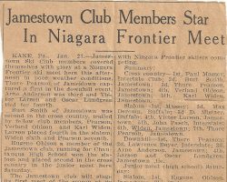 Jamestown Club Members Star In Niagara Frontier Meet. Newspaper article. Jamestown Club Members Star In Niagara Frontier Meet.