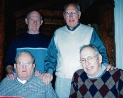 Seated: Piney Johnson (left) and Tom Prechtl. Standing: Ken Martin (left) and Bob Winterburn. Left to right: Ken Martin, Ray Fashano, Bob Winterburn and Ben Drake.