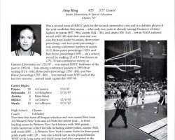 Amy King's Daemen College basketball program bio. 1995-96.