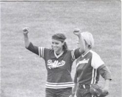 Leda Peterson playing with the Buffalo Breskis, circa 1977.