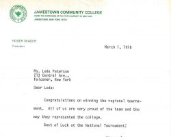JCC letter of congratulations. March 1976.