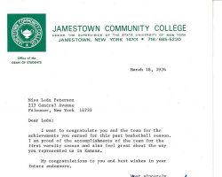 JCC letter of congratulations. March 1976.