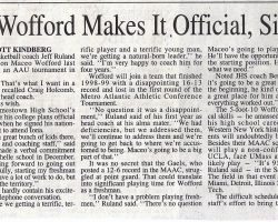 Wofford Makes It Official Signs With Iona. Page 1. April 8, 1999.