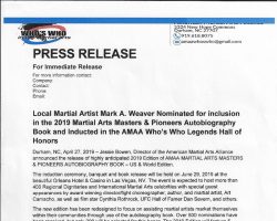 <em>Martial Arts Masters & Pioneers</em> press release. <em>Martial Arts Masters & Pioneers</em> press release..