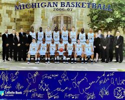 Michigan basketball 2006-07. Kirsten Green is fifth from right standing.