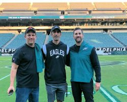Jay Sirianni (center) with his brothers Mike (left) and Nick (right). Jay Sirianni (center) with his brothers Mike (left) and Nick (right).