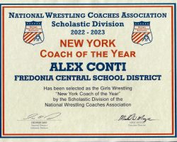 NWCA New York Coach of the Year Alex Conti. 2022-2023.
