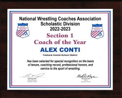 NWCA Section 1 Coach of the Year Alex Conti. 2022-2023.
