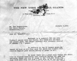 New York Giants contract offer to Sam Hammerstrom, January 2, 1940. New York Giants contract offer to Sam Hammerstrom, January 2, 1940.