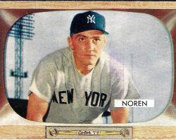 1955 Irv Noren trading card front. 1955 Irv Noren trading card front.