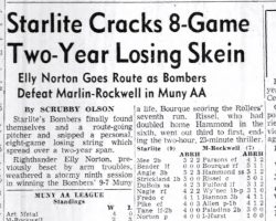 Post-Journal (Jamestown). June 1, 1957. Starlite Cracks 8-Game Two-Year Losing Skein. June 1, 1957.