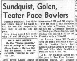 Sundquist, Golen, Teater Pace Bowler. January 29, 1964.