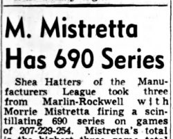 M. Mistretta Has 690 Series. <em>Post- Journal</em> (Jamestown), October 23, 1948. M. Mistretta Has 690 Series. October 23, 1948.