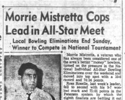 Morrie Mistretta Cops Lead In All-Star Meet. <em>Post- Journal</em> (Jamestown), November 23, 1953. Morrie Mistretta Cops Lead In All-Star Meet. November 23, 1953.