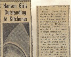 Hanson Girls Outstandig At Kitchener. February 10, 1974.