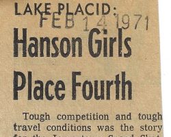 Hanson Girls Place Fourth. February 14, 1971.