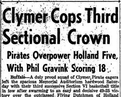 Clymer Cops Third Sectional Crown. <em>Post-Journal</em> (Jamestown), March 23, 1953. Clymer Cops Third Sectional Crown. March 23, 1953.