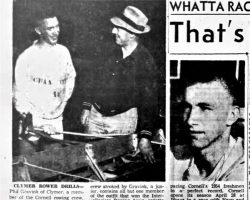 Clymer's Phil Gravink Rate One Of Top Stroke-Oars in Country. <em>Post-Journal</em> (Jamestown), April 14, 1956. Clymer's Phil Gravink Rate One Of Top Stroke-Oars in Country. April 14, 1956.
