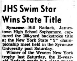 JHS Swim Star Wins State Title. April 27, 1953.