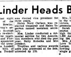 Kate Linder Heads Bowlers. <em>Post-Journal</em> (Jamestown), May 15, 1952. Kate Linder Heads Bowlers. May 15, 1952.