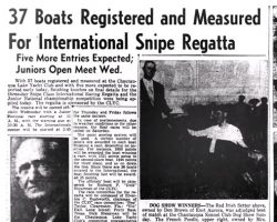 37 Boats Registered and Measured For International Snipe Regatta. August 20, 1946.