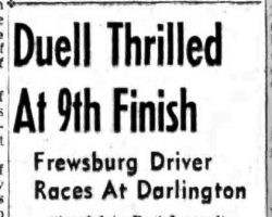 Duell Thrilled At 9th Finish. <em>Post-Journal</em> (Jamestown), September 2, 1958. Duell Thrilled At 9th Finish. September 2, 1958.