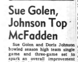 Sue Golen, Johnson Top McFadden. September 28, 1965.