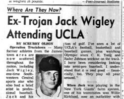 Ex-Trojan Jack Wigley Attending UCLA. <em>Post-Journal</em> (Jamestown), September 7, 1961. Ex-Trojan Jack Wigley Attending UCLA. September 7, 1961.