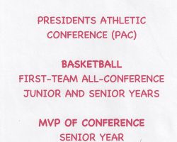 Chris Carlson was a PAC First-Team All-Conference selection for basketball in her junior and senior years. Chris Carlson was a PAC First-Team All-Conference selection for basketball in her junior and senior years.