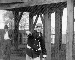 Pitcher warming up.