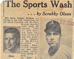 Hot Stove League Embers. October 22, 1954.
