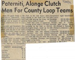 Paterniti, Alonge Clutch Men For County Loop Teams. September 25, 1971.