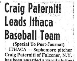 Paterniti Leads Ithaca Baseball Team. 1972.