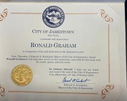 Commendation of Ronald Graham from the City of Jamestown. October 12, 2022.