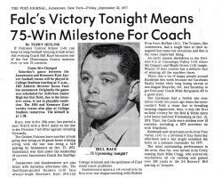 alc's Victory Tonight Means 75-Win Milestone For Coach. September 23, 1977.